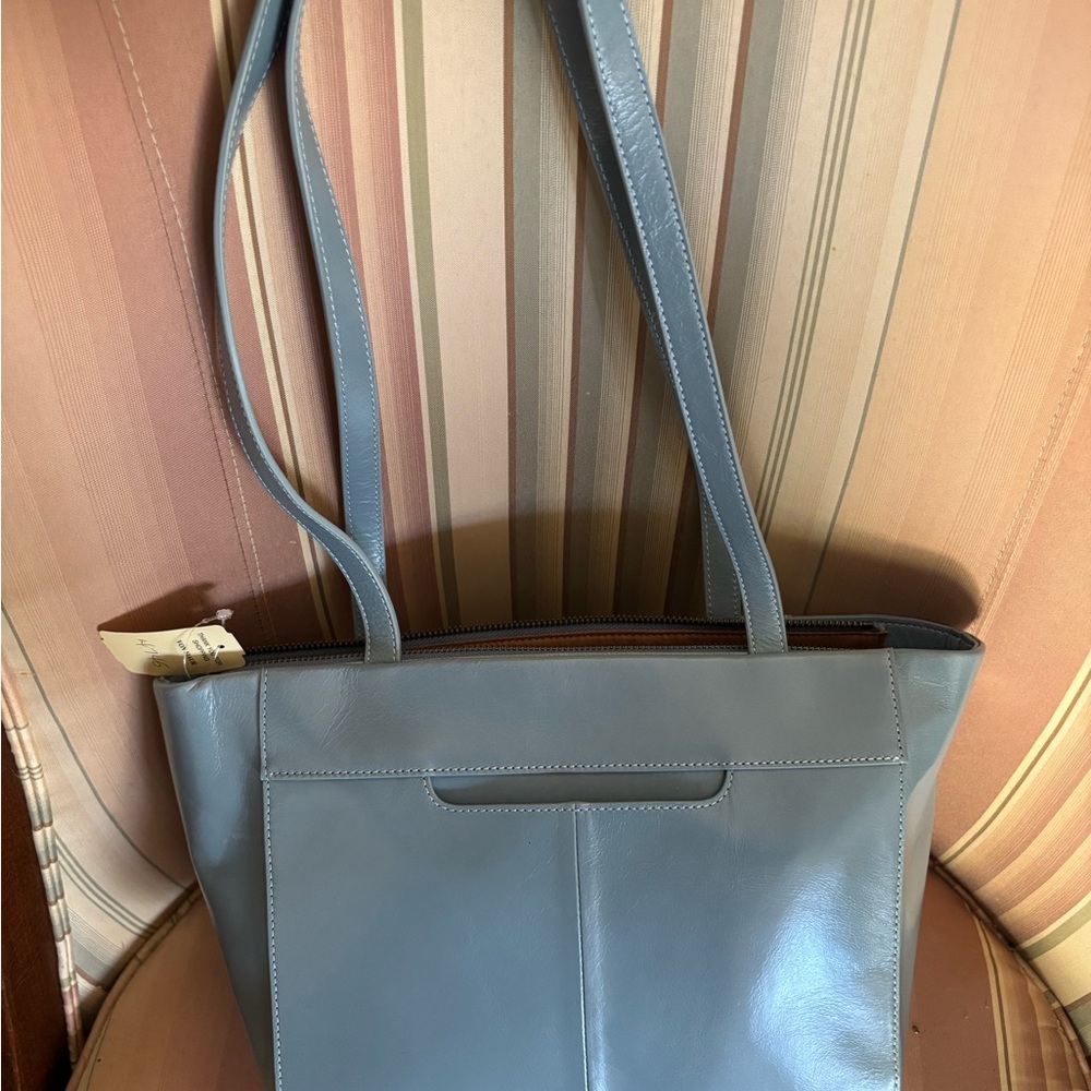 Light Blue Hobo Leather Tote Bag NWT - Picture 10 of 11
